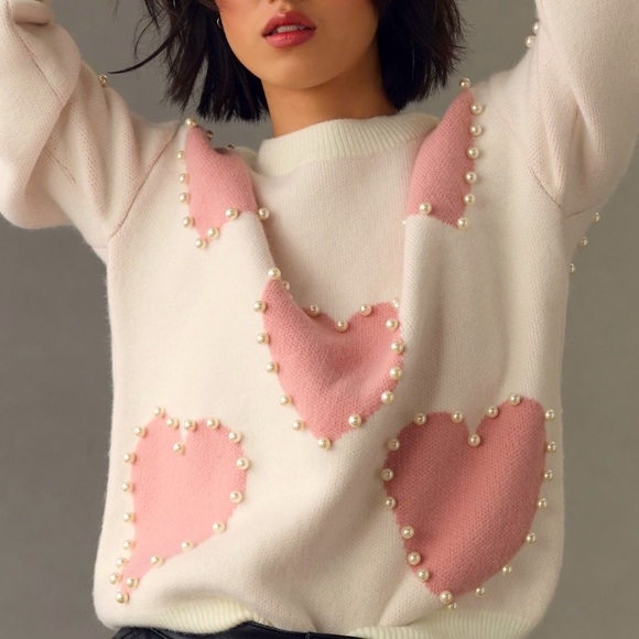 Anthropologie Tops - Hearts & Pearls Sweater
